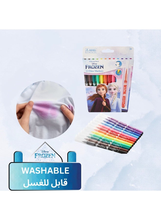 ديزني فروزن مجموعة ديزني فروزن من ١٢ قلم تحديد ألياف متعدد الألوان - ألوان زاهية قابلة للغسل، تصميم ذو رأس رفيع، غير سام، تصميم مستوحى من فيلم فروزن - مجموعة من عبوتين (٢٤ قلم تحديد إجمالاً) - Image 5