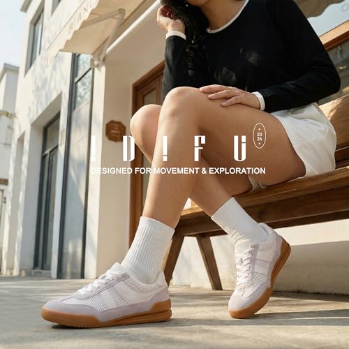 IDIFU White Fashion Sneakers for Women Casual Comfortable Tennis Shoes Ladies Mesh Lace Up Trendy Dress Flat Cute Lightweight Sneakers ShoesWhite 8 - Image 3