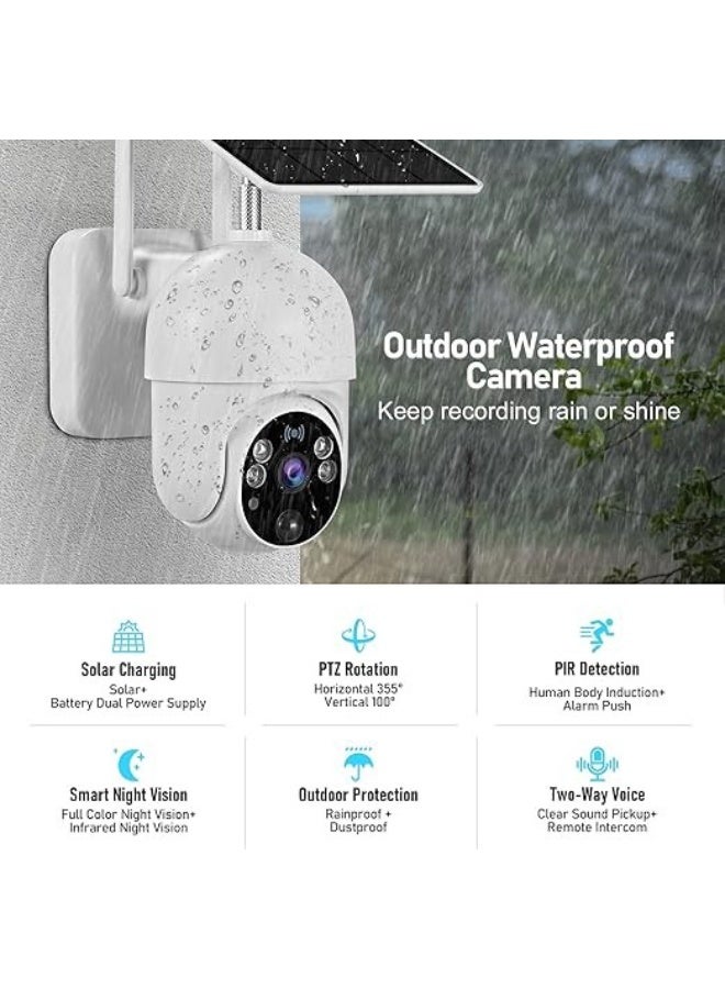 كاميرا مراقبة خارجية لاسلكية تعمل بالطاقة الشمسية - بدقة 2K مع رؤية ليلية وكشف حركة وصوت ثنائي الاتجاه - Image 2