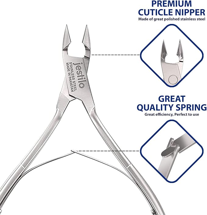 Jestilo Cuticle Remover Tool Set with Cuticle CutterCuticle Pusher Stainless Steel Professional Cuticle NipperPusher Nail Care ToolsSalonLevel ManiPedi at Home Silver BlackJCNPS - Image 3