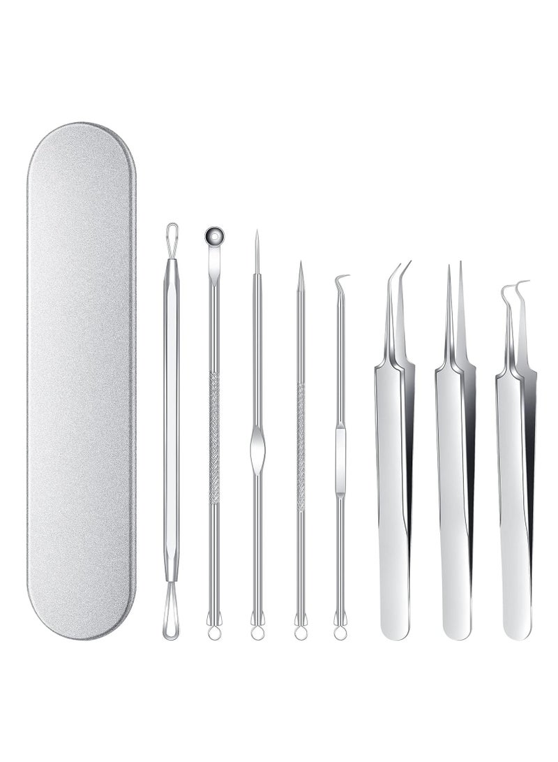 Blackhead Remover, Pimple Popper Tool Kit Black Head Pimple Pore Extractor Stainless Steel Blemish Blackhead Remover Tools Acne Blemish Comedone Professional Extractor Removal Tool (Silver) - Image 1