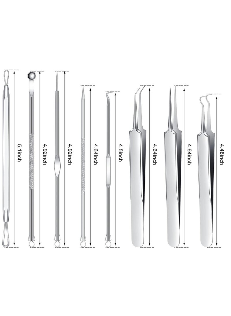 Blackhead Remover, Pimple Popper Tool Kit Black Head Pimple Pore Extractor Stainless Steel Blemish Blackhead Remover Tools Acne Blemish Comedone Professional Extractor Removal Tool (Silver) - Image 3