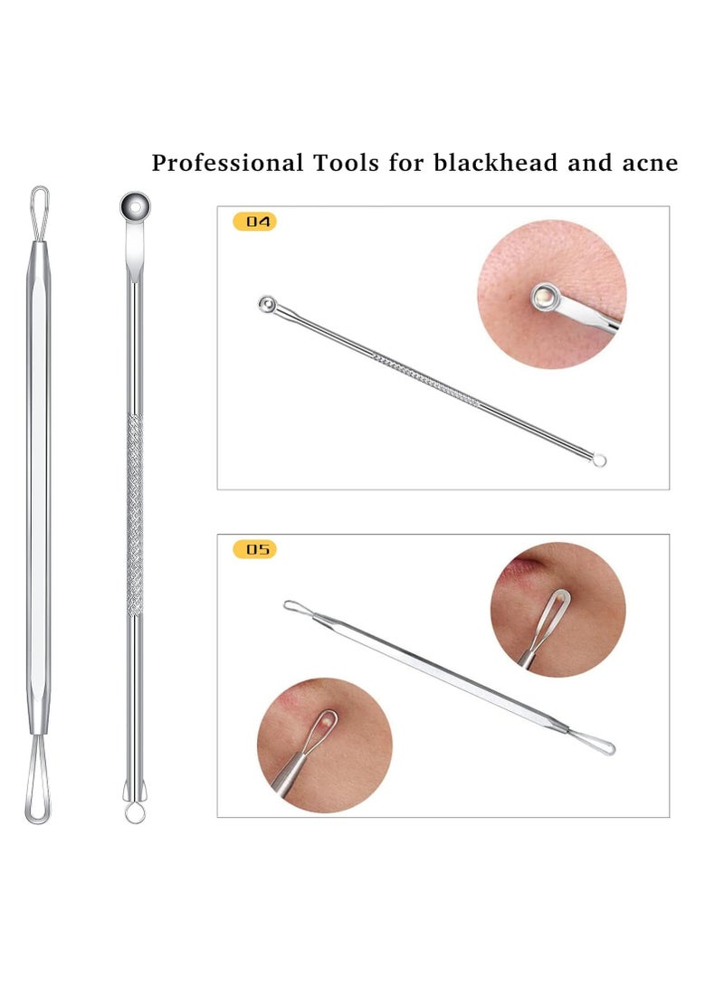 Blackhead Remover, Pimple Popper Tool Kit Black Head Pimple Pore Extractor Stainless Steel Blemish Blackhead Remover Tools Acne Blemish Comedone Professional Extractor Removal Tool (Silver) - Image 5
