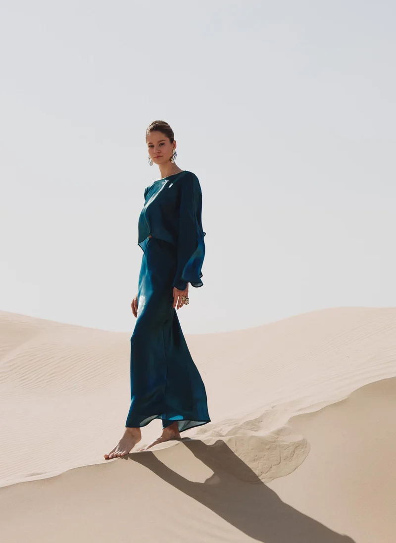 Lichi  Maxi skirt in shiny fabric for Women | Best Price UAE
