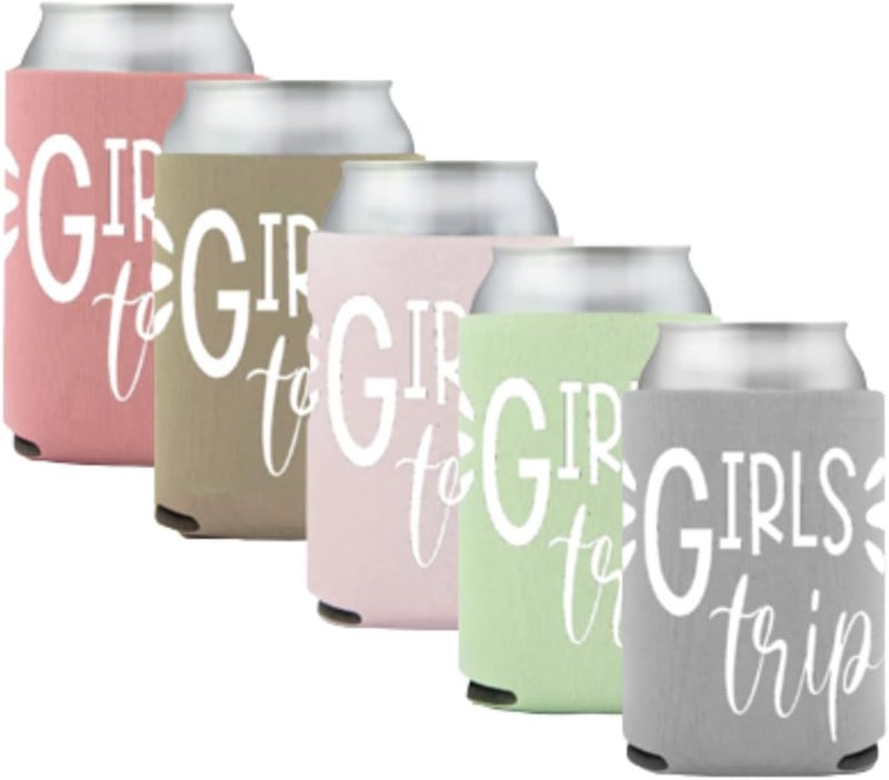 Awkward-AF Girls Trip Can Coolies (5 pack) Cozies Party Favor - Party Favor Gift for Girls Trip Weekend Getaway for Women Sister Auntie Friends BFF Besties Big Little Sister Her (Set of 5) - Image 3
