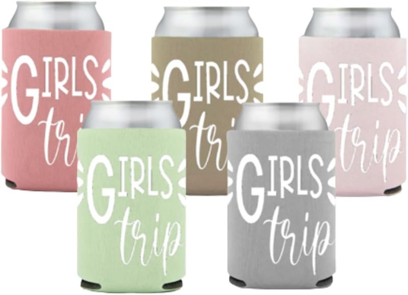 Awkward-AF Girls Trip Can Coolies (5 pack) Cozies Party Favor - Party Favor Gift for Girls Trip Weekend Getaway for Women Sister Auntie Friends BFF Besties Big Little Sister Her (Set of 5) - Image 1