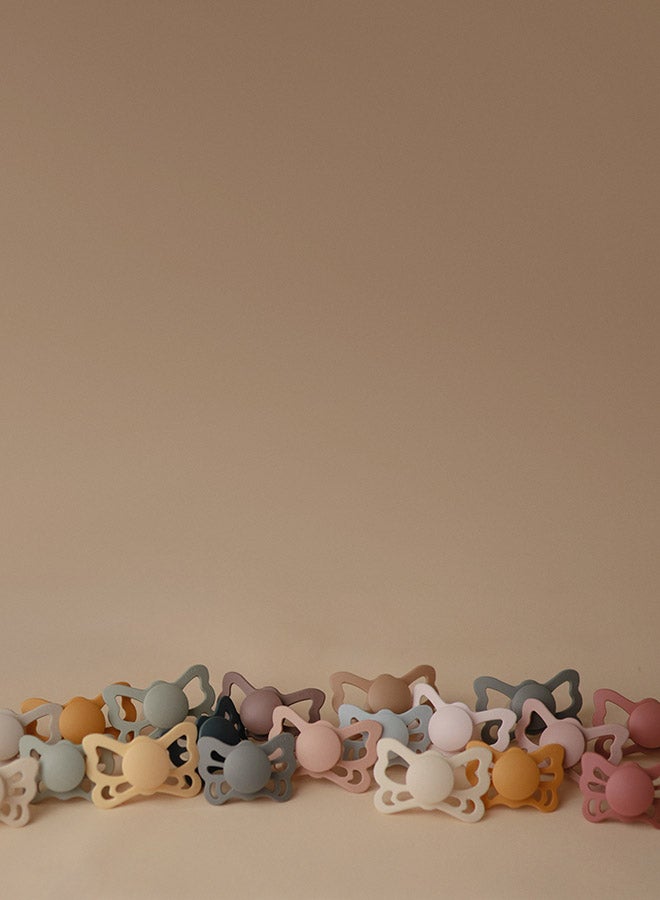 FRIGG Butterfly Anatomical Silicone Baby Pacifier 6-18M 2-Pack Cream/Blush - Size 2 - Image 4