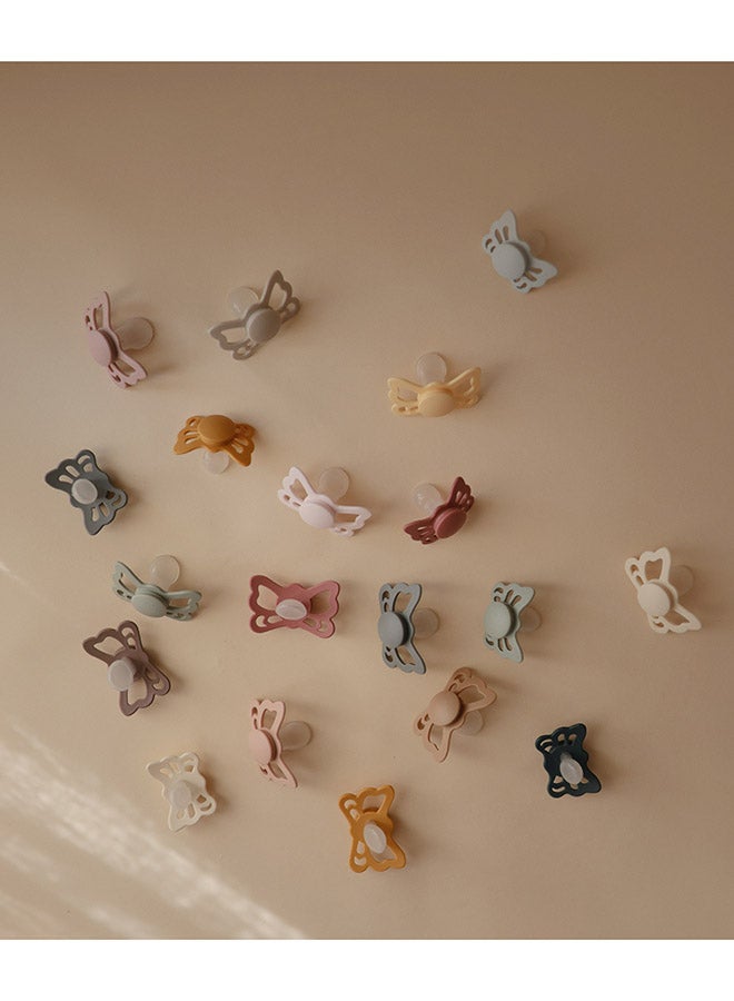 FRIGG Butterfly Anatomical Silicone Baby Pacifier 6-18M 2-Pack Cream/Blush - Size 2 - Image 3