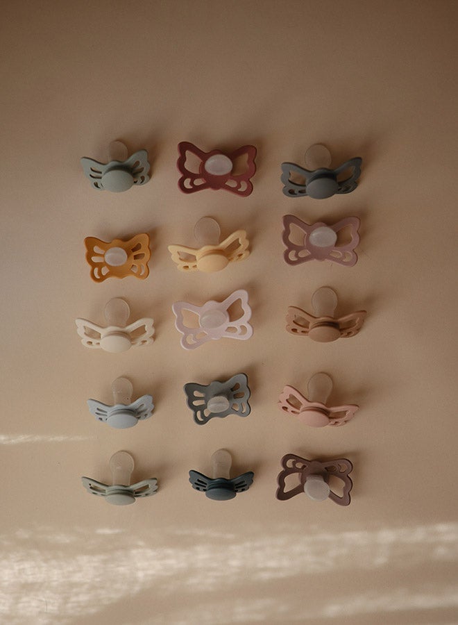 FRIGG Butterfly Anatomical Silicone Baby Pacifier 6-18M 2-Pack Cream/Blush - Size 2 - Image 5