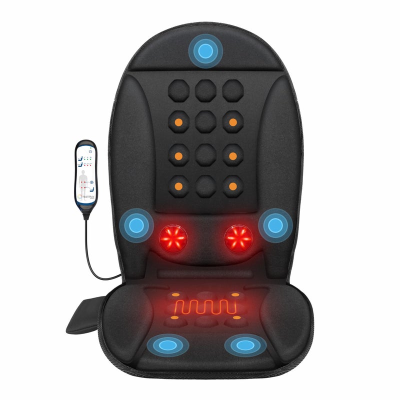 COMFIER Massage Seat Cushion with Heat Vibration Back Massager for Chair Heated Massage Chair Pad Memory Foam Chair Massager Pad Seat Warmer Massager Gifts for Dad Men