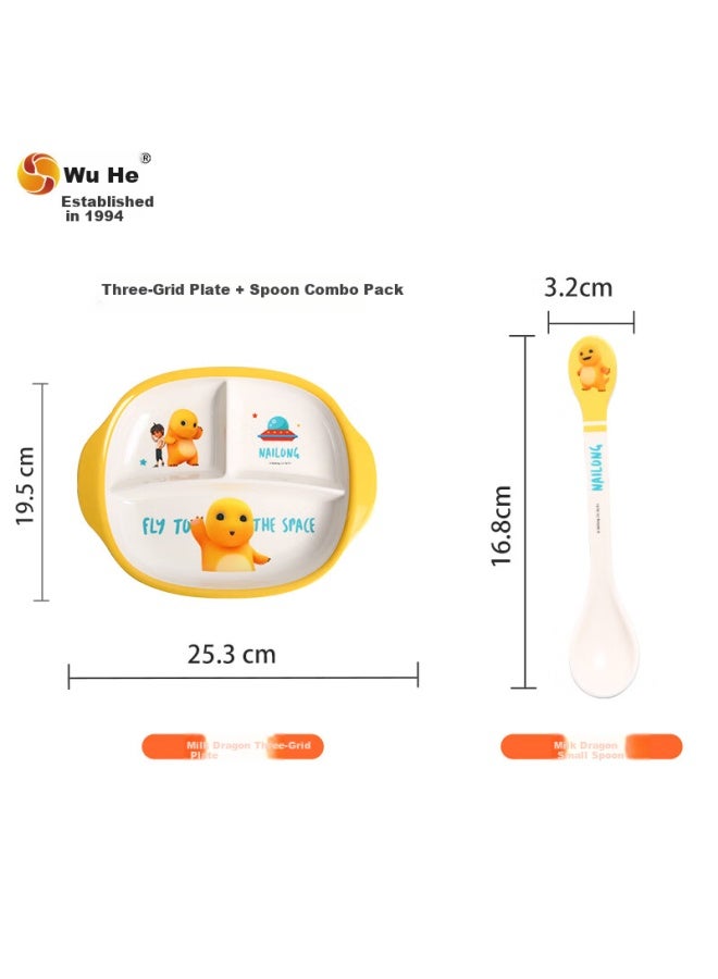 Wuhemai Children's Tableware Divided Plate, Baby Eating Bowl, Boys' Home Use Anti-fall Anti-scald Cute Complementary Food Bowl - Image 1