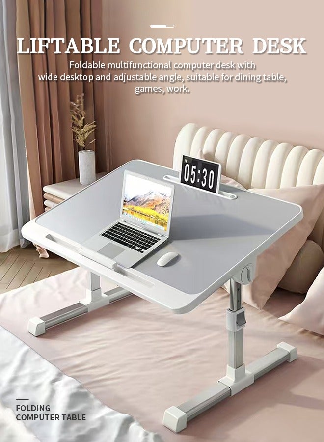 Generic Liftable Laptop Table, Foldable Portable Bed Table, Rounded Corner Design Non-Slip Card Slot Bookshelf, Suitable for Home, School, Outdoor - Image 2