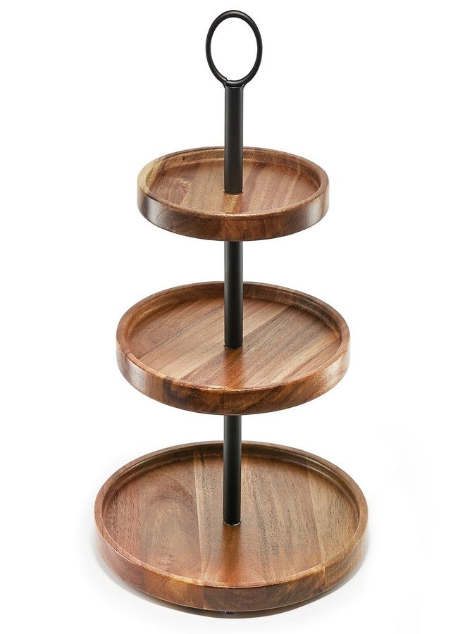 WILDMOS 3 Tier Cupcake Stand, Farmhouse Rustic Tiered Serving Tray,3 Tier Serving Tray for Farmhouse Kitchen Decor, Wood Dessert Tray for Tea Party Wedding Server, Decorative Tiered Tray. - Image 1