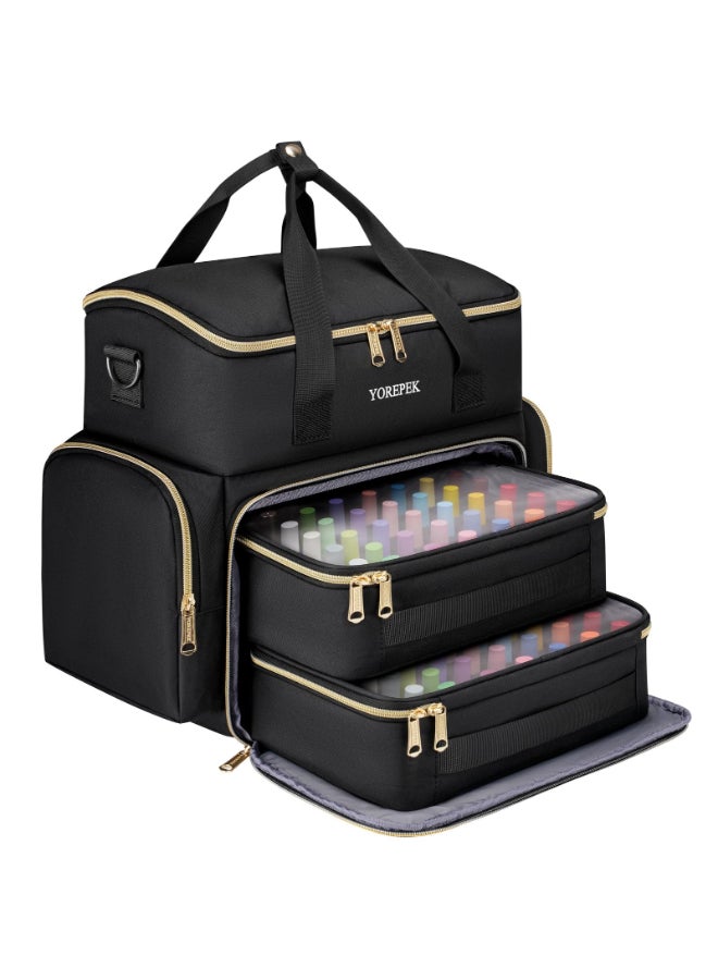 YOREPEK Extra Large Nail Polish Organizer Case Holds 70 to 100 Bottles 15ml05 floz UV lamp Gel Polish Travel Case Bag with 2 Removable Pouches Fits Nail Suppiles Gift for Manicurist Girls - Image 2