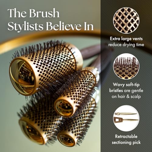 Olivia Garden NanoThermic Ceramic + Ion Round Thermal Hair Brush - Not Electrical - Professional Blowout Brush for Normal to Thick Hair - 1 1/4"-Diameter Barrel - NT-34 - Image 4