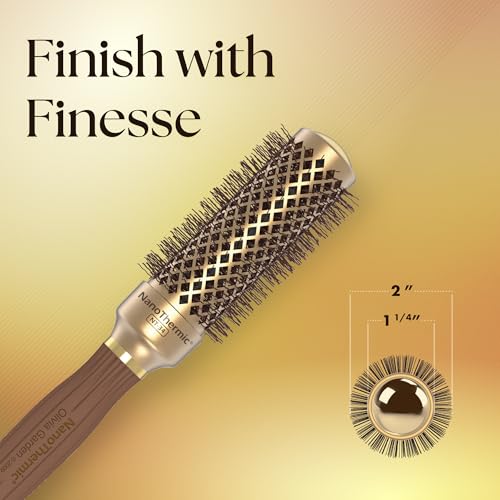 Olivia Garden NanoThermic Ceramic + Ion Round Thermal Hair Brush - Not Electrical - Professional Blowout Brush for Normal to Thick Hair - 1 1/4"-Diameter Barrel - NT-34 - Image 5