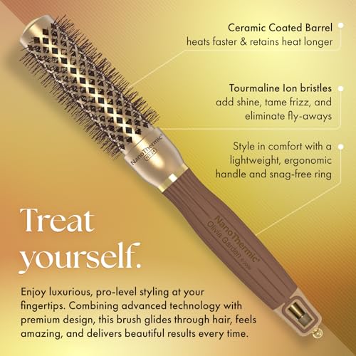 Olivia Garden NanoThermic Ceramic + Ion Round Thermal Hair Brush - Not Electrical - Professional Blowout Brush for Normal to Thick Hair - 1 1/4"-Diameter Barrel - NT-34 - Image 3
