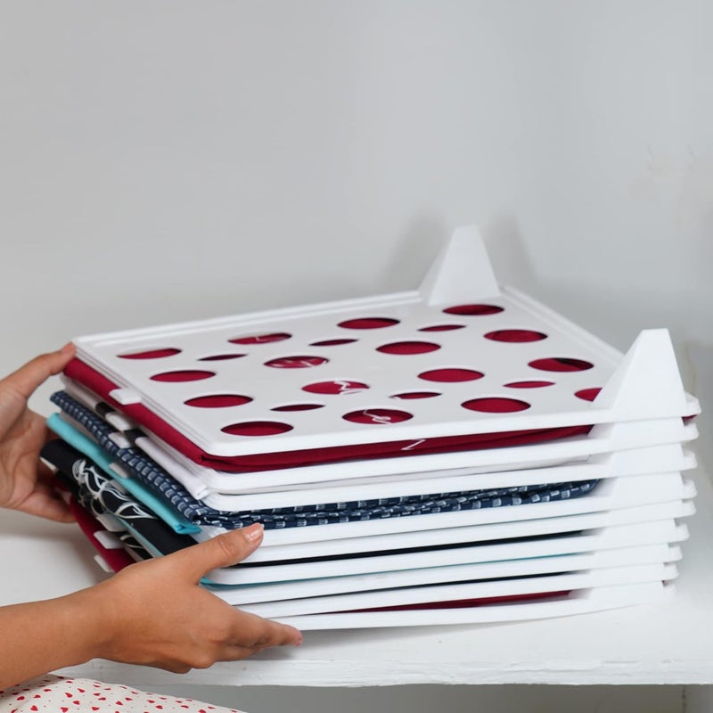 mechdel Plastic Closet Clothing Drawer Wardrobe Organizer Cabinet Folding Board For Shirts TShirt Jeans Storage Rack 20Pcs Set White - Image 2