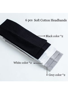 6 Pcs Headbands For Women Hair Cotton Headband Non-Slip Stretchy Elastic Head Wrap Holder Hair Accessories Black White Grey Color - pzsku/Z20B464F5909BAA898138Z/45/_/1734182873/6a2ed8ce-567e-49a2-9f34-63b25288e707