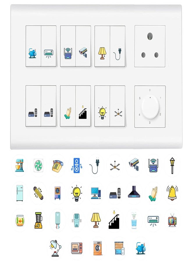 Twinster Transparent Stickers for Switch Board for Home 32 Designs Wall Switches Decoration, 495 Stickers Contain All Common Switch Stickers - Image 1