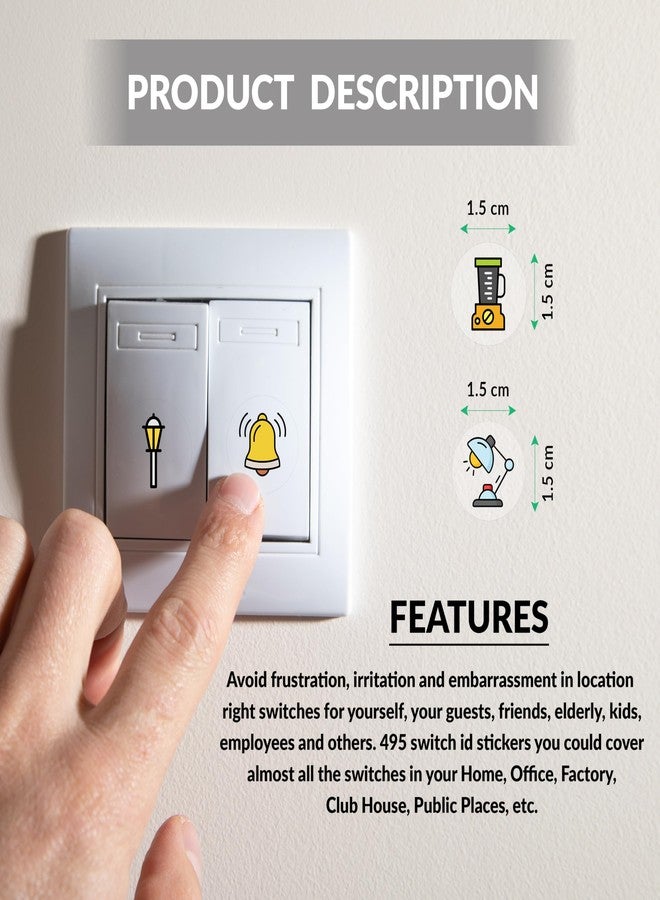 Twinster Transparent Stickers for Switch Board for Home 32 Designs Wall Switches Decoration, 495 Stickers Contain All Common Switch Stickers - Image 2