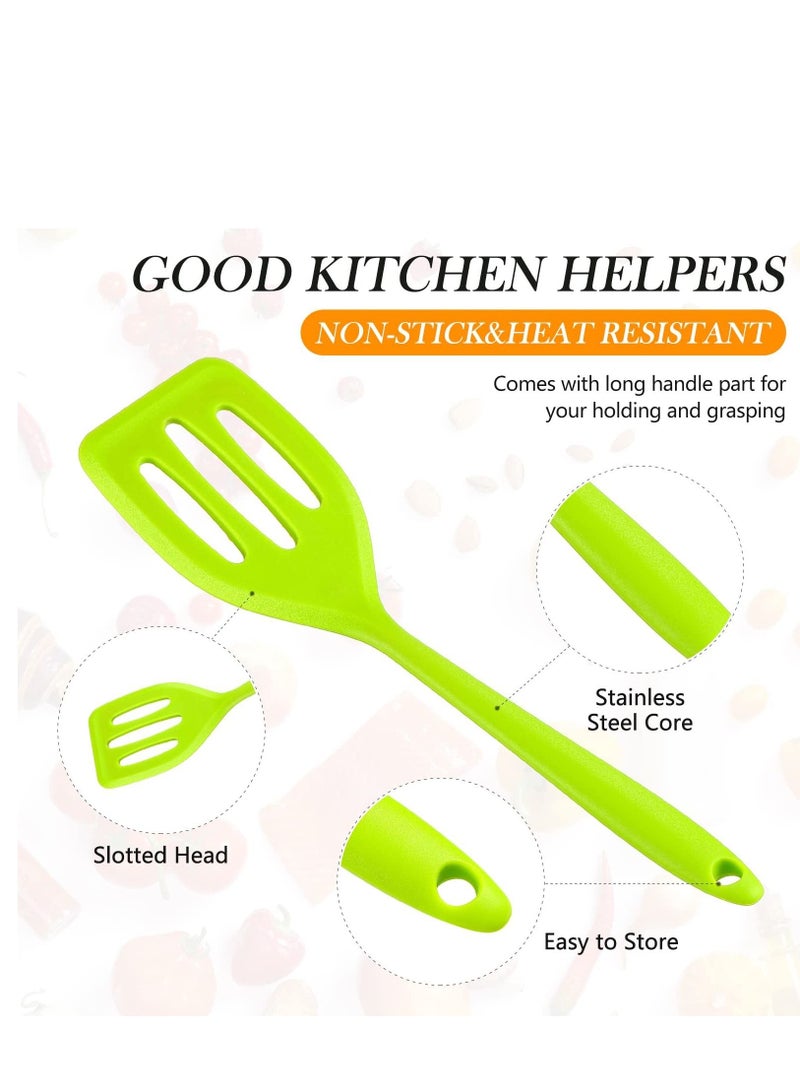 SYOSI 5 Pack Small Silicone Turner, High Heat Resistant Slotted Spatula Silicone Spatula Turner Mini Serving Spatula for Cooking (Red, Blue, Green, Orange, Pink) - Image 3