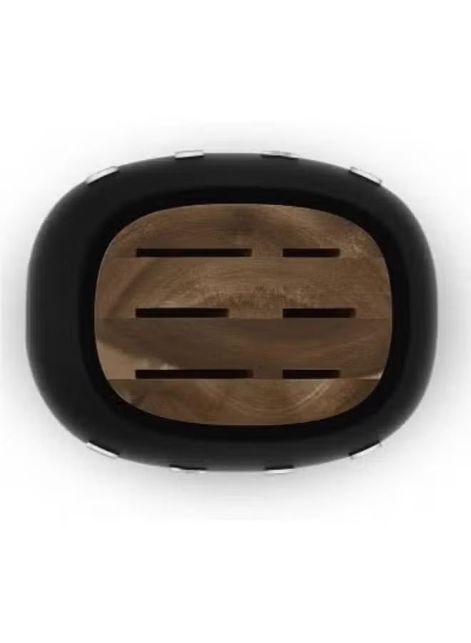 سميج حامل سكاكين SMEG، حامل سكاكين من الفولاذ المقاوم للصدأ بسطح مصقول مطلّ بالكروم وحلقة سبيكة حامل شفرات الخشب باللون الأسود (باستثناء السكين الفولاذية). - Image 3