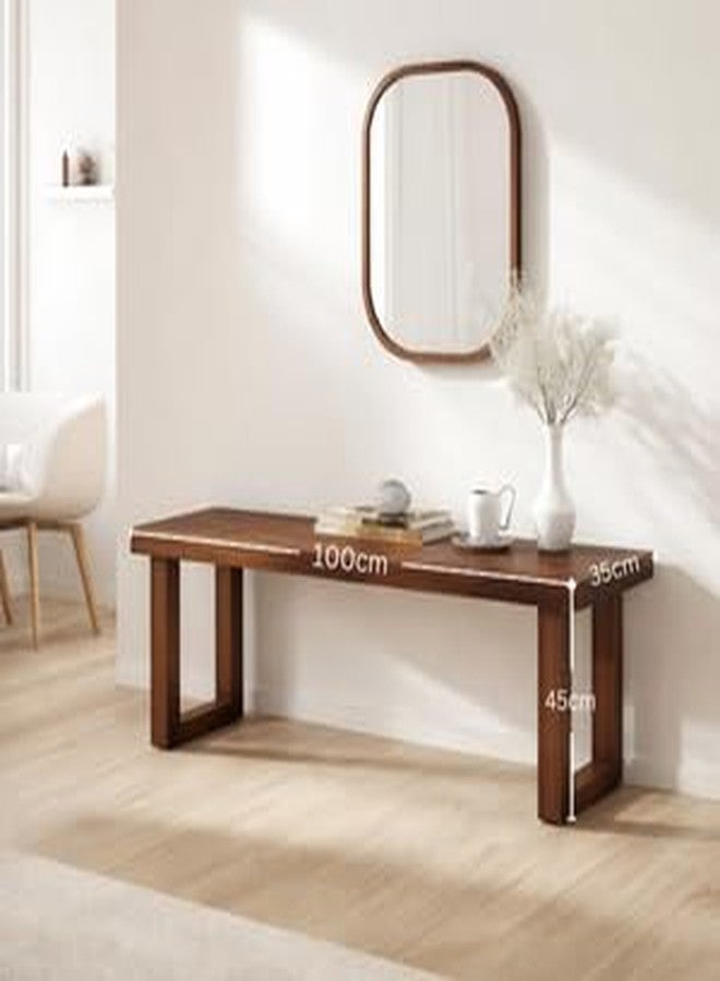 carpentray 100cm Long Wooden 3 Seater Bench for Living Room | 3 Seater Dining for Dining Table | Adjustable Bench for Study | Sheesham Wooden for Drawing Room (Walnut, 100 * 35 * 45* Cm) - Image 2