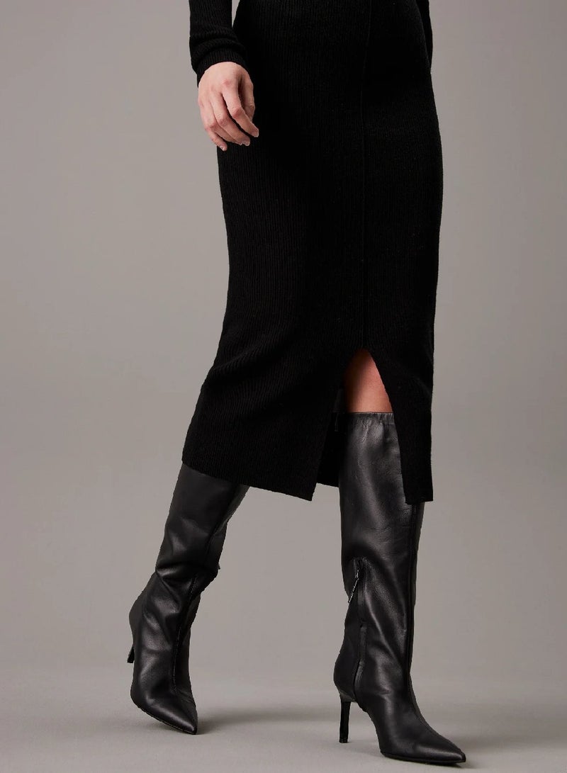 CALVIN KLEIN Slim Wool Bodycon Dress - Image 4