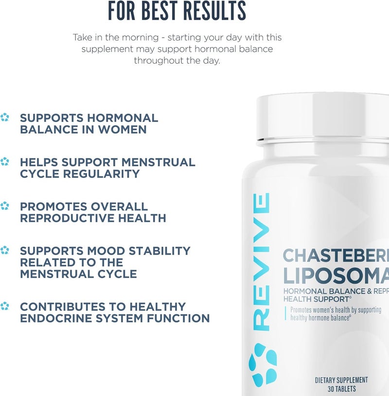 Revive MD Chasteberry Supplement for Women  ChasteBerry Liposomal Vitex AgnusCastus  Supports Womens Health Hormone Balance  Fertility  30 Tablets - Image 4