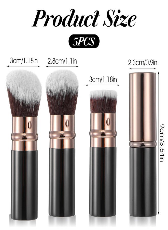 Yolev 3Pcs Retractable Kabuki Brush Travel Foundation Blush Brush Retractable - Image 2