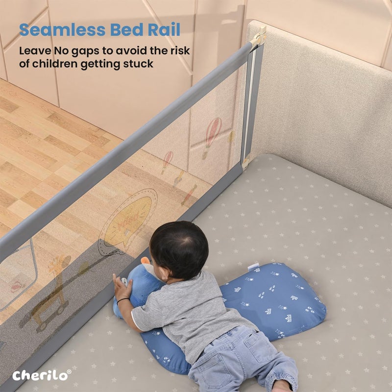 Cherilo حاجز سرير الأطفال شيريلو لسلامة الأطفال وسلامة الصغار، 180 سم × 73 سم، قابل للطي ومحمول، قابل للتعديل في الارتفاع وقابل للطي، حواجز سرير جانبية مفردة للأطفال، (عبوة من 1) - Image 4
