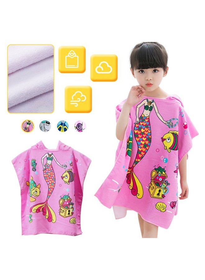 Hooded Cloak Baby Girls Bath Towel With Mermaid Printed Design - Multicolour  - Image 4