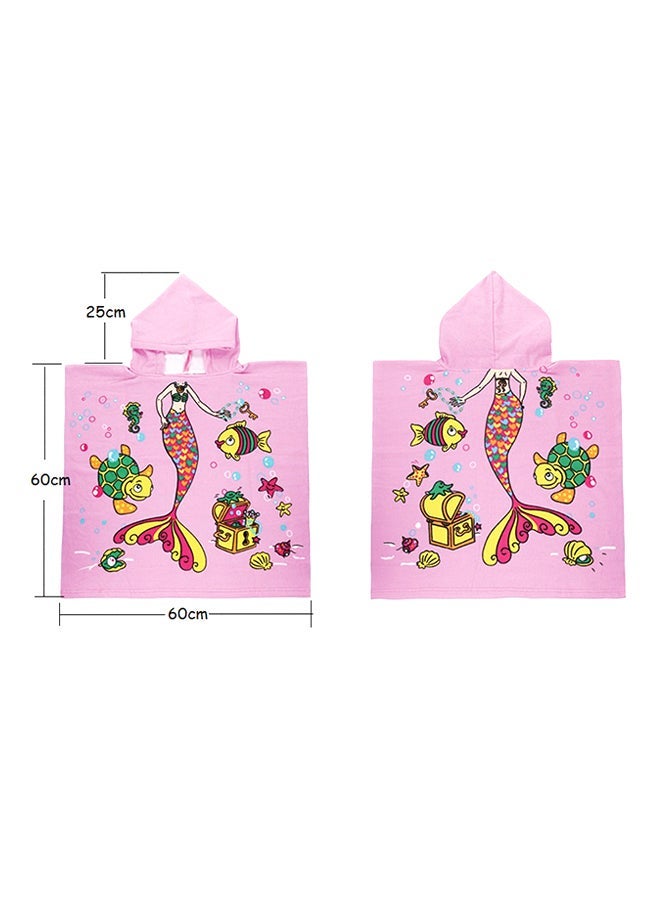 Hooded Cloak Baby Girls Bath Towel With Mermaid Printed Design - Multicolour  - Image 3