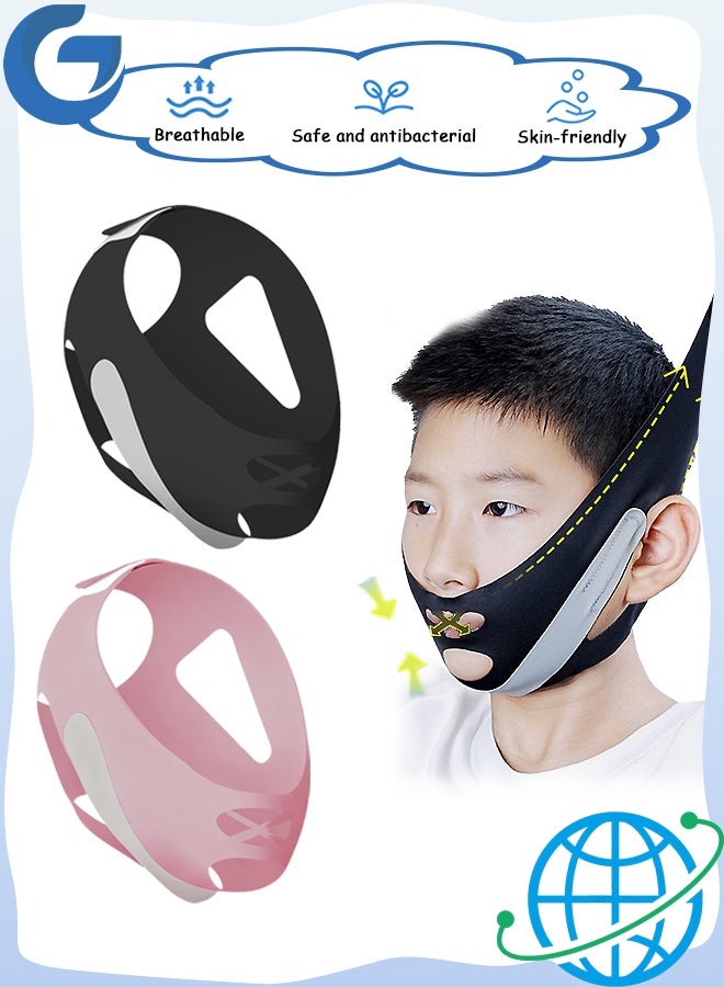 Gecomo 2 PCS Breathable kids Anti Snoring Chin Strap, Correction of Open Mouth Respiratory Resistance to Snoring Strap, Adjustable Breathable Comfortable Anti Snoring Chin Strap for kids - Image 1