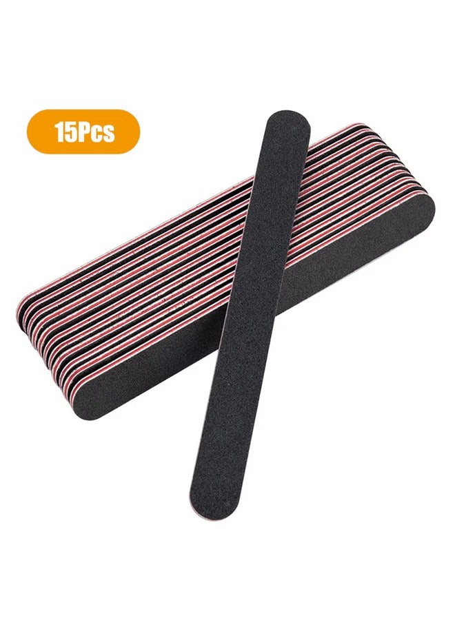 15-Piece Professional Double Sided Nail File Black - Image 1