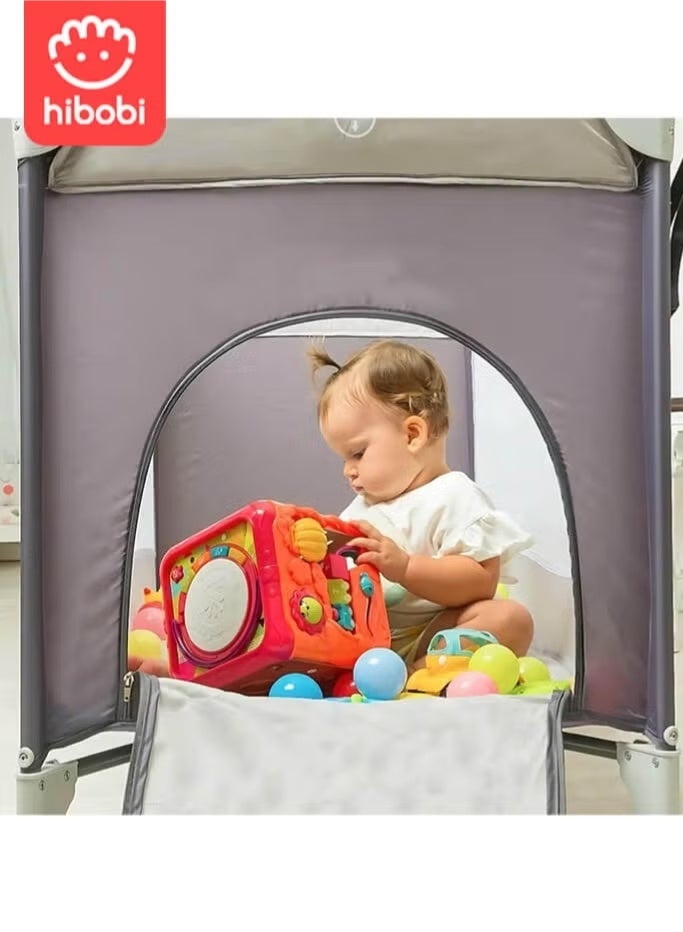 هيبوبي ساحة لعب مع حقيبة حمل وحزام كتف، سرير طفل محمول مع شبك تنفسي، مرتبة مريحة وحقيبة حمل لتسهيل السفر والتخزين، مناسب للأطفال حديثي الولادة من الذكور والإناث - Image 4