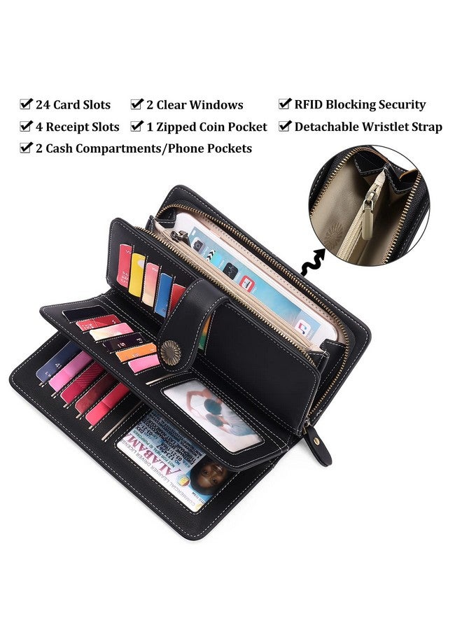 FALAN MULE Women'S Wallet Genuine Leather Rfid Blocking Large Capacity Trifold Ladies Wallet Wristlet Clutch Card Holder - Image 3