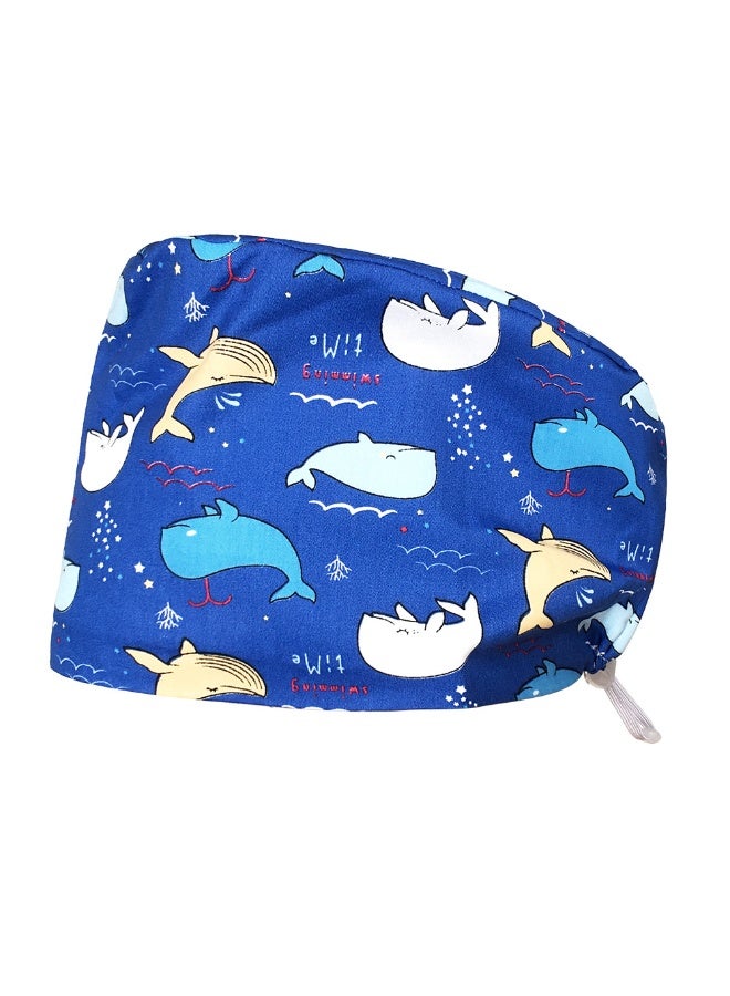 NIBEMINENT Nice-looking Printing Doctor Hat Surgical Cap for Long Hair Classic Nurse Baotou Caps Women Men Sweat-absorbent Towel Scrub Hat