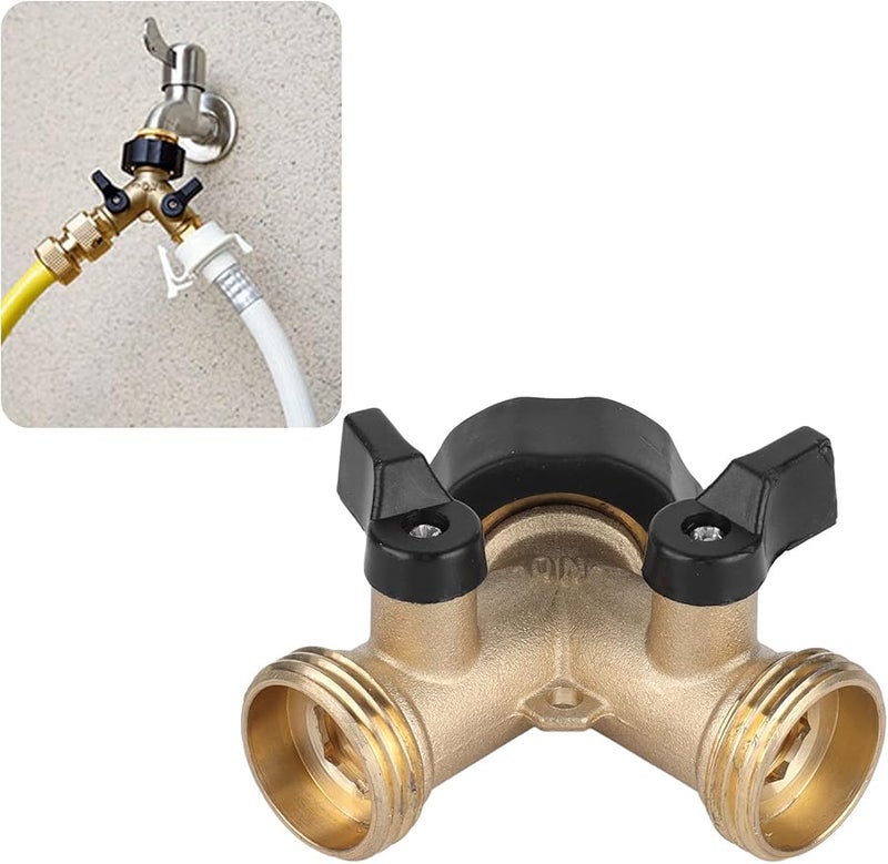 مقسم Y لخرطوم الحديقة النحاسي الثقيل 3/4 بوصة بمخرجين للضغط العالي - Image 5