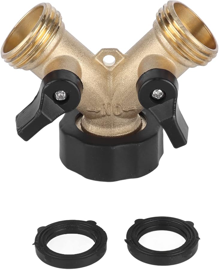 مقسم Y لخرطوم الحديقة النحاسي الثقيل 3/4 بوصة بمخرجين للضغط العالي - Image 1