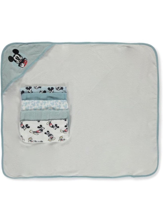 Cudlie Accessories Disney Baby Mickey Mouse Hooded Towel with 5 Piece Washcloth Set - Image 2