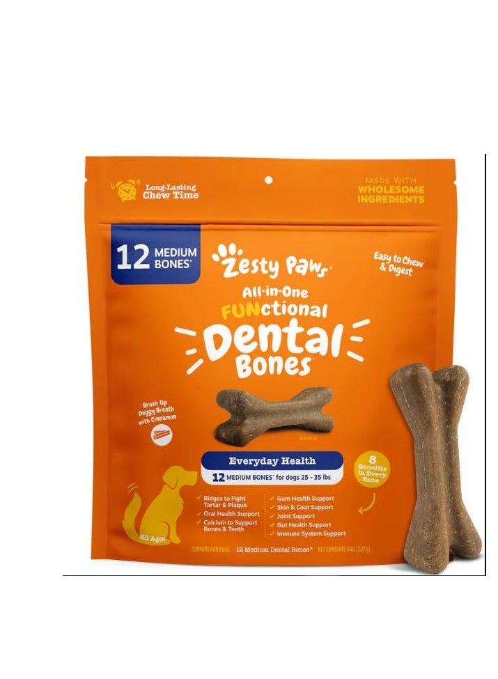 Zesty Paws MEDIUM Dog Dental Bones - 12ct