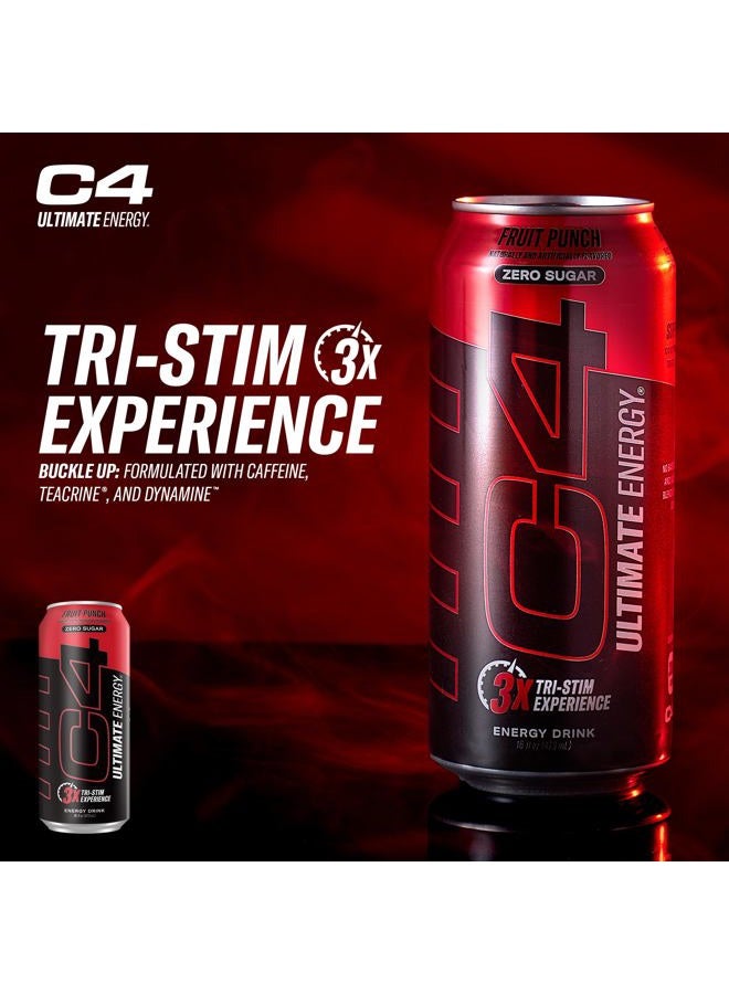 CELLUCOR C4 Ultimate | Pre Workout Sugar Free Energy Drink | Tri-Stim Experience with 300mg Caffeine + TeaCrine + Dynamine | Fruit Punch | 16oz (Pack of 12) - Image 3