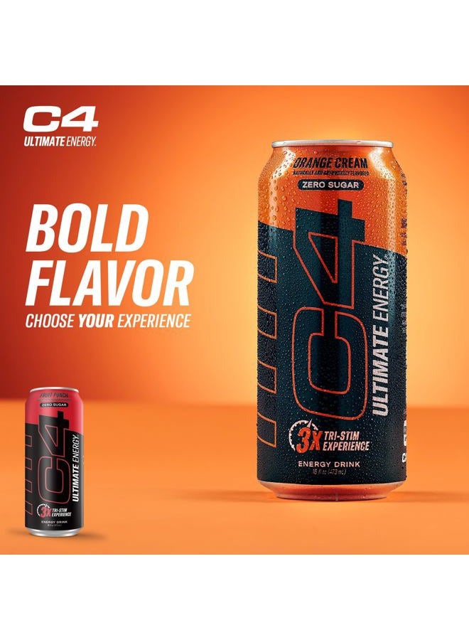 CELLUCOR C4 Ultimate | Pre Workout Sugar Free Energy Drink | Tri-Stim Experience with 300mg Caffeine + TeaCrine + Dynamine | Fruit Punch | 16oz (Pack of 12) - Image 4