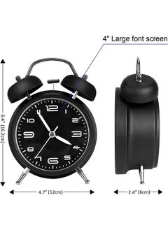 Generic Twin Bell Alarm Clock Non Ticking Backlight Battery Operated  - Image 2
