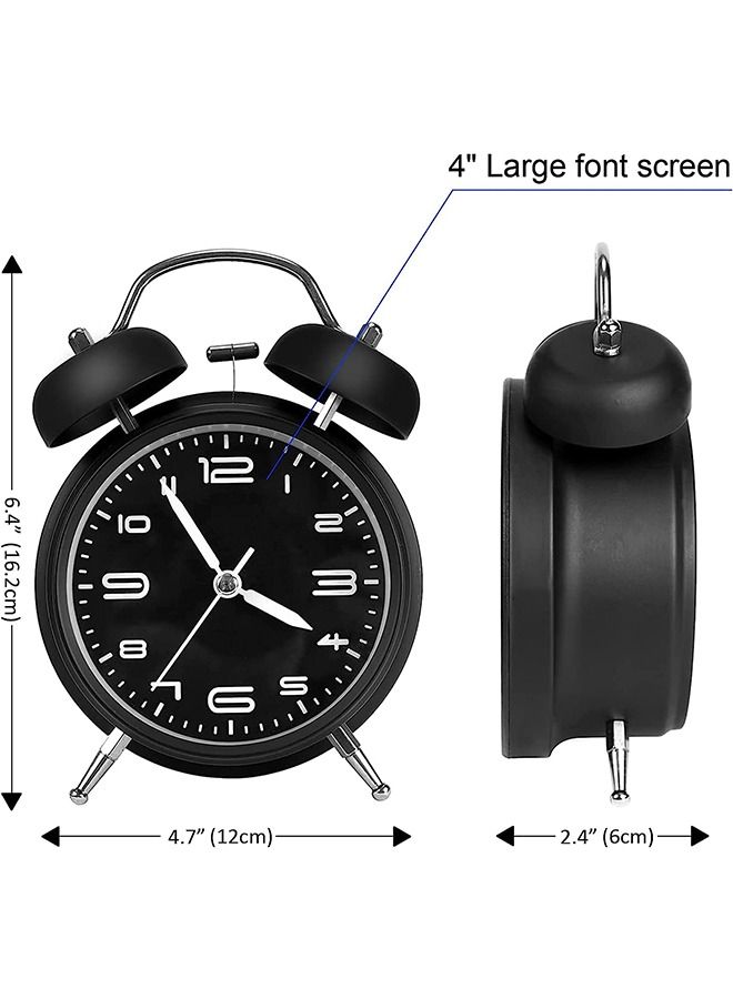 Twin Bell Alarm Clock Non Ticking Backlight Battery Operated - Image 2
