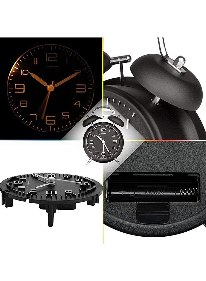 Twin Bell Alarm Clock Non Ticking Backlight Battery Operated - Image 5