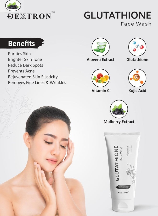 Dextron Glutathione Facewash for Effective & Safe Skin Lightening Enriched with Glutathione, Vitamin C & Kojic Acid, Aloe Vera Extract, Mulberry Extract (1) - Image 4