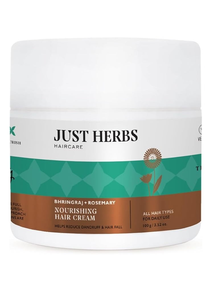 Just Herbs - Just Herbs Noursing Hair Cream for Men & Women with Bhringraj & Rosemary, Helps Reduce Dandruff and Hairfall 100 g - Image 1